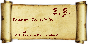Bierer Zoltán névjegykártya